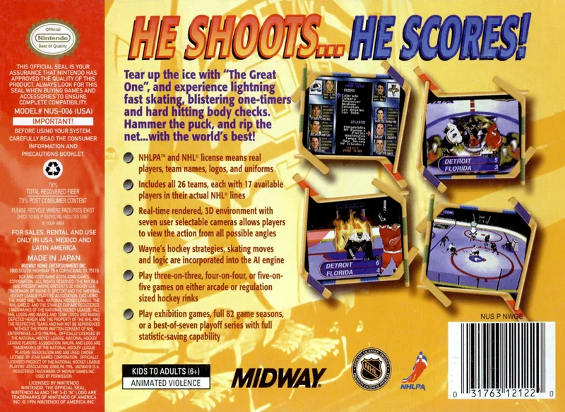 Wayne Gretzky's 3D Hockey box back