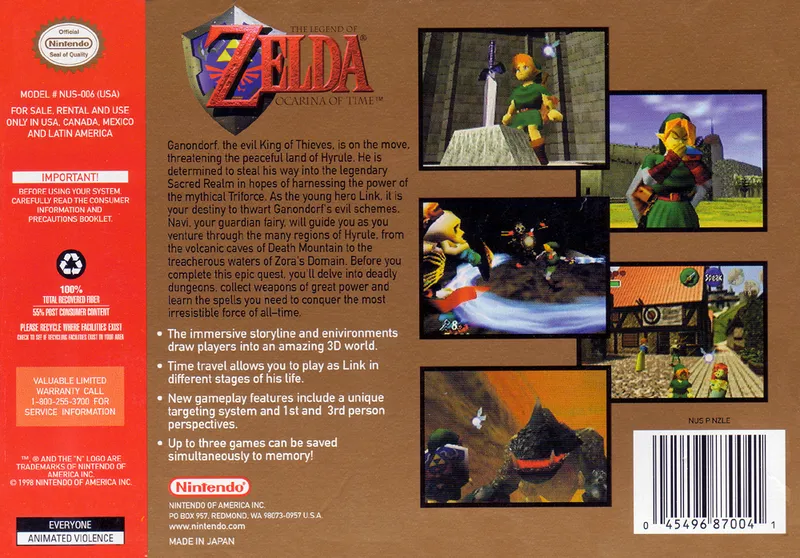 The Legend of Zelda: Ocarina of Time box back