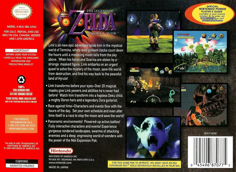 The Legend of Zelda: Majora's Mask box back