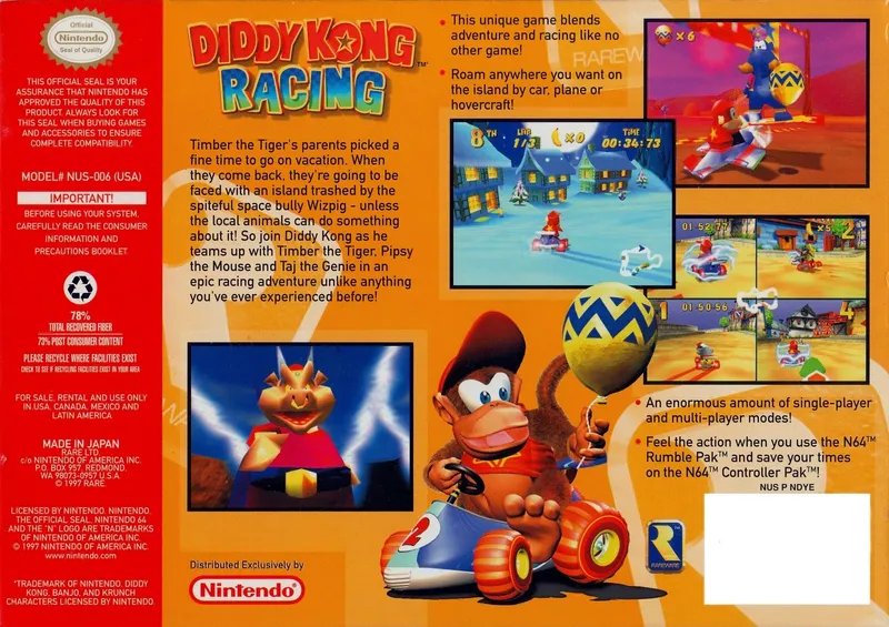 Diddy Kong Racing box back