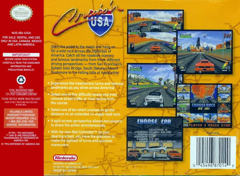 Cruis'n USA box back