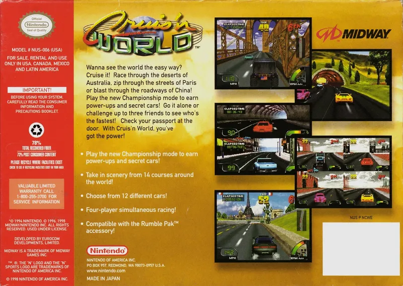 Cruis'n World box back