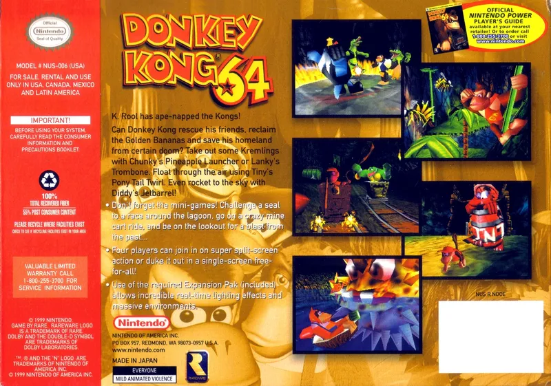 Donkey Kong 64 box back