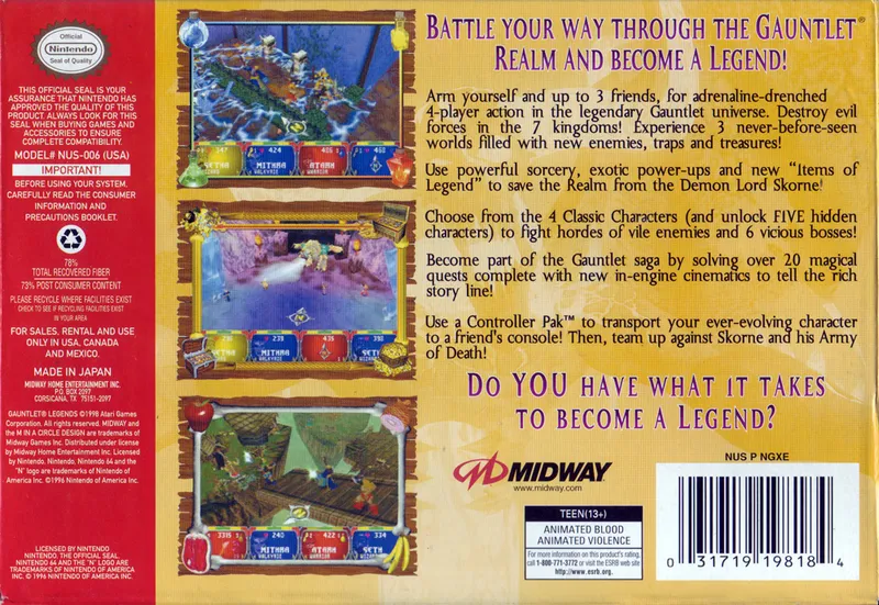 Gauntlet Legends box back