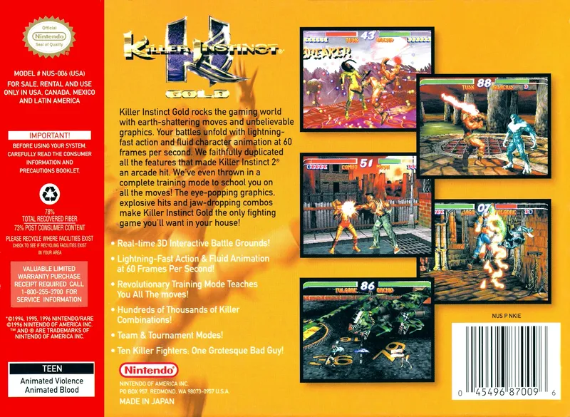 Killer Instinct Gold box back