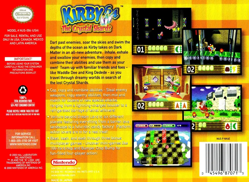 Kirby 64: The Crystal Shards box back