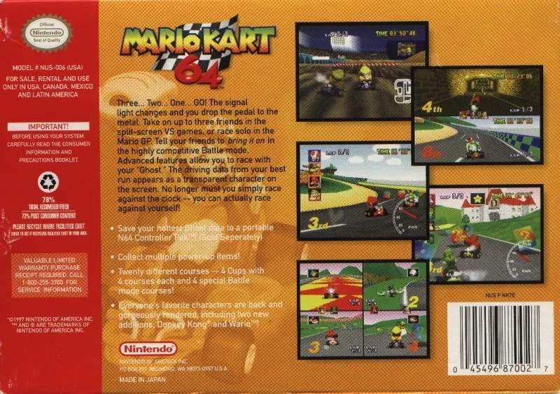 Mario Kart 64 box back