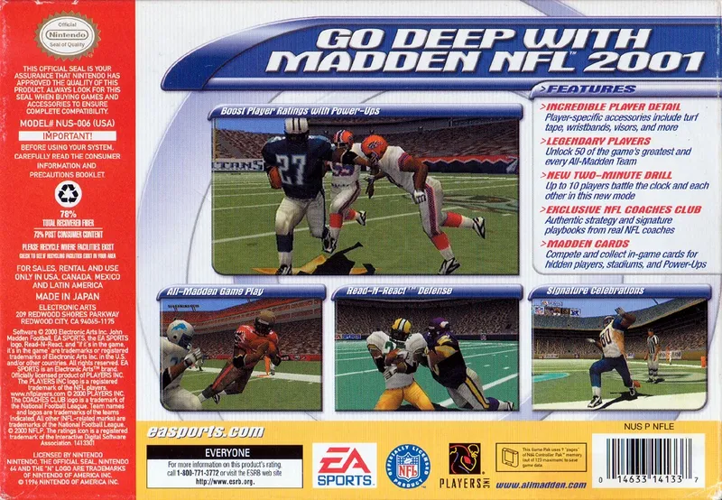 Madden NFL 2001 box back