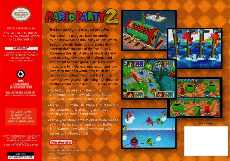 Mario Party 2 box back