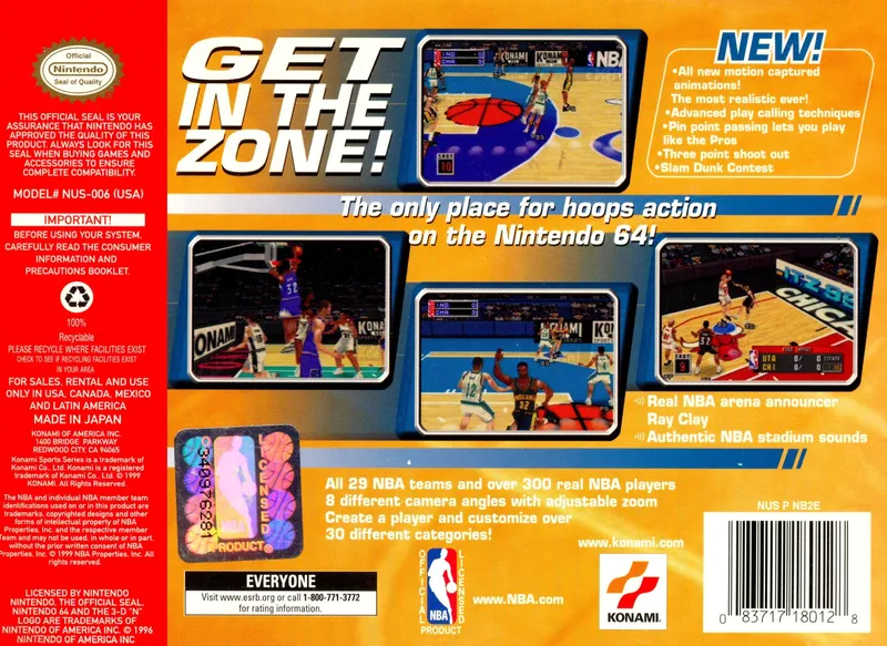 NBA in the Zone '99 box back