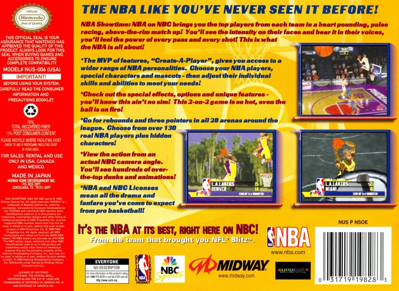 NBA Showtime: NBA on NBC box back