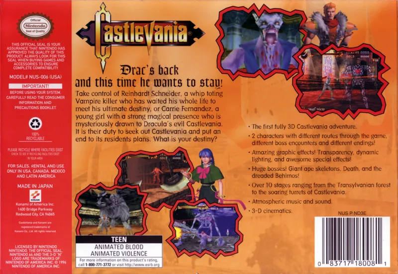 Castlevania box back