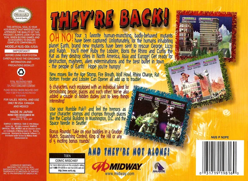 Rampage 2: Universal Tour box back