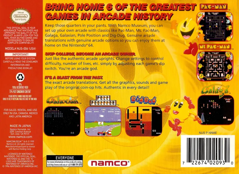 Namco Museum 64 box back