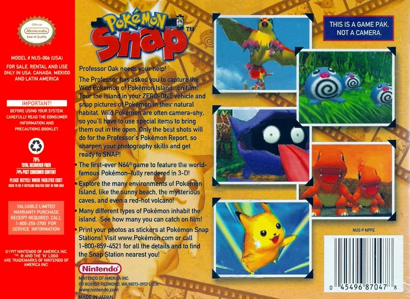 Pokemon Snap box back