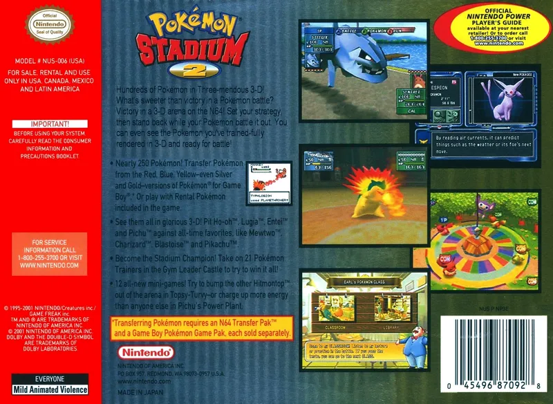 Pokemon Stadium 2 box back