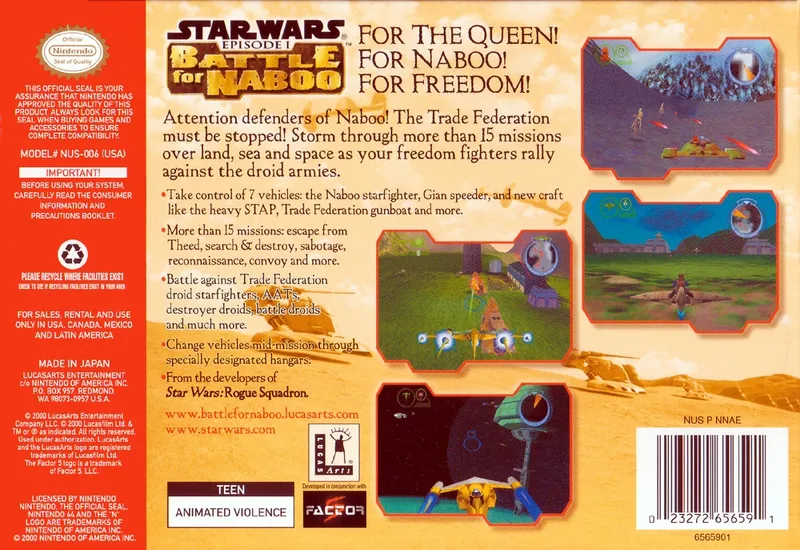 Star Wars: Episode I: Battle for Naboo box back