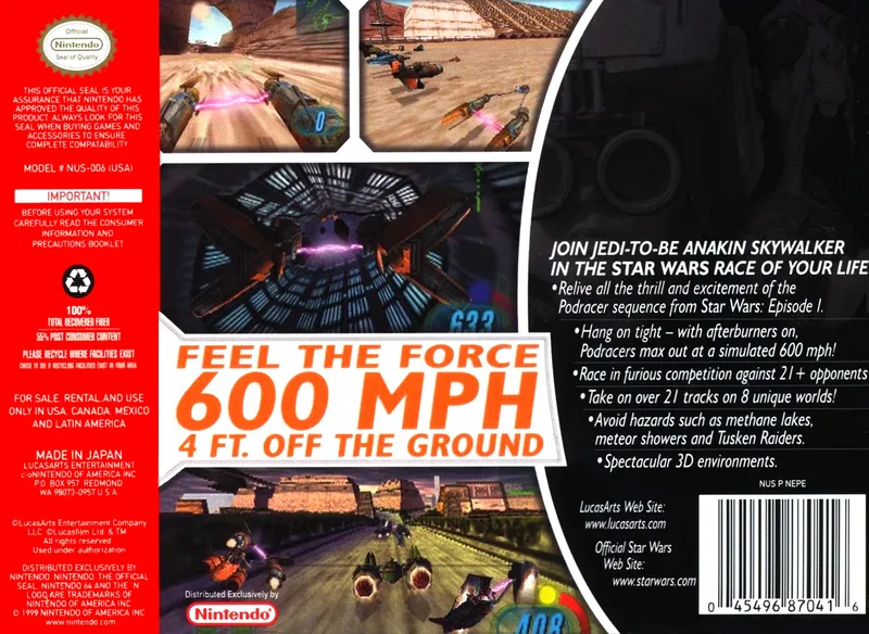 Star Wars Episode I:  Racer box back