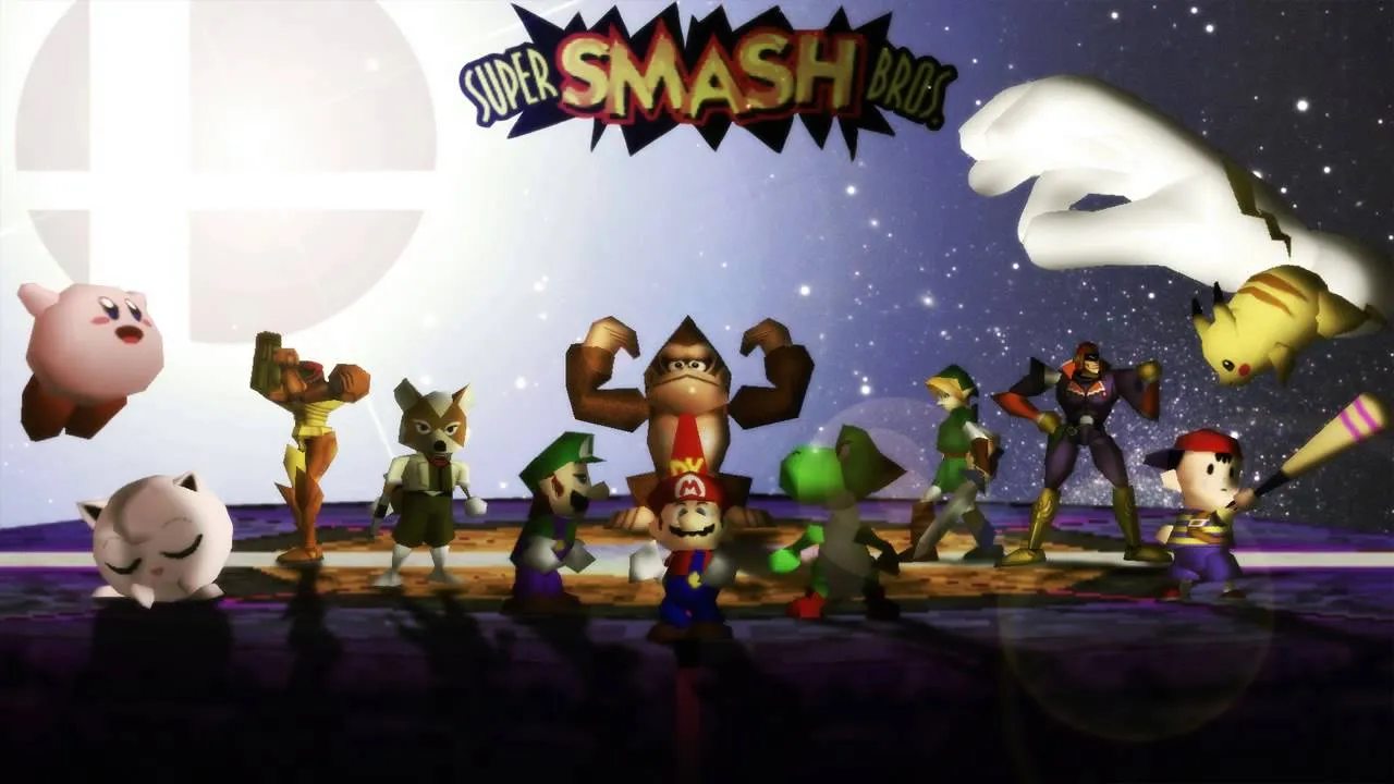 Backdrop artwork for Super Smash Bros.