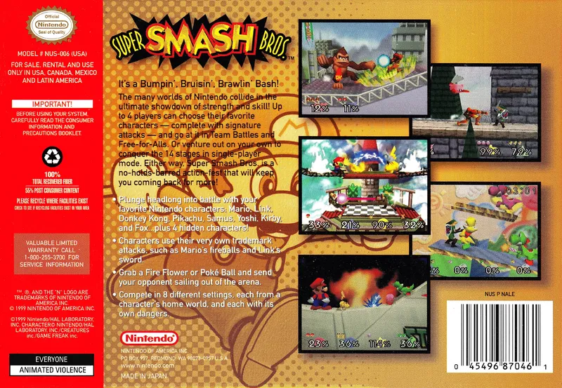 Super Smash Bros. box back