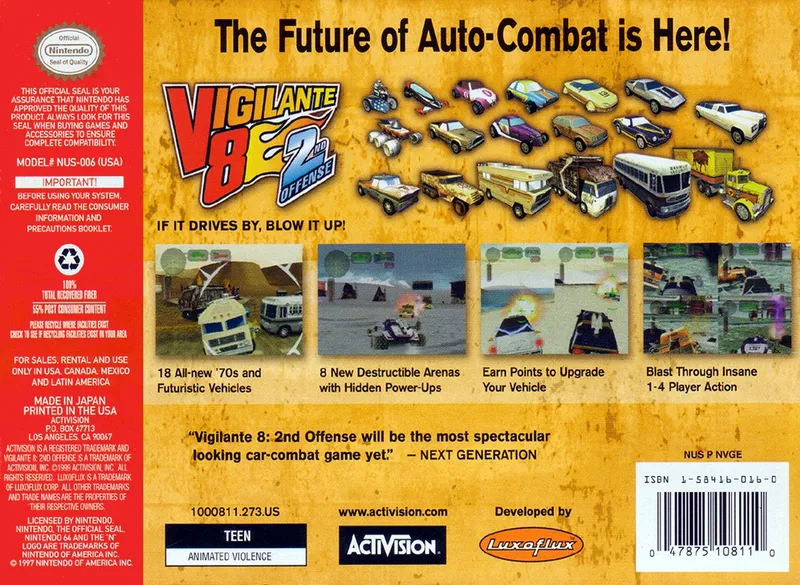 Vigilante 8: 2nd Offense box back