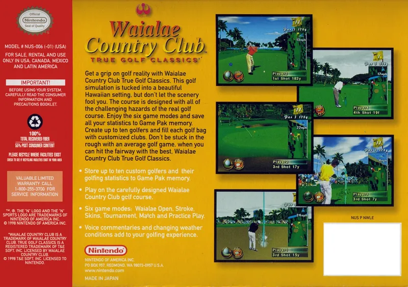 Waialae Country Club: True Golf Classics box back