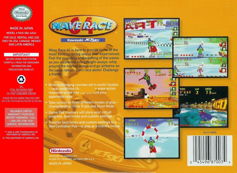 Wave Race 64 box back