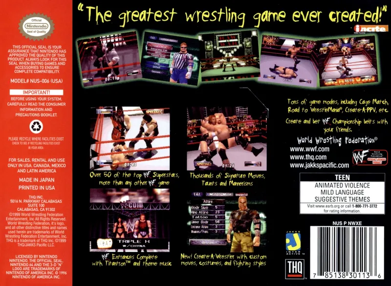 WWF WrestleMania 2000 box back