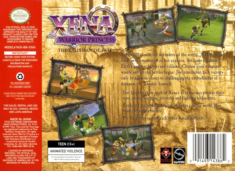 Xena: Warrior Princess: The Talisman of Fate box back