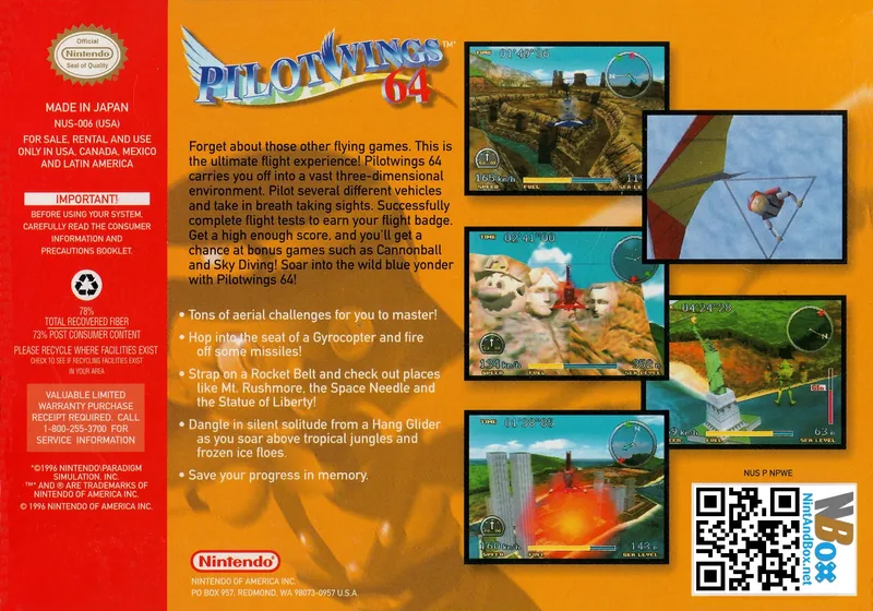 Pilotwings 64 box back