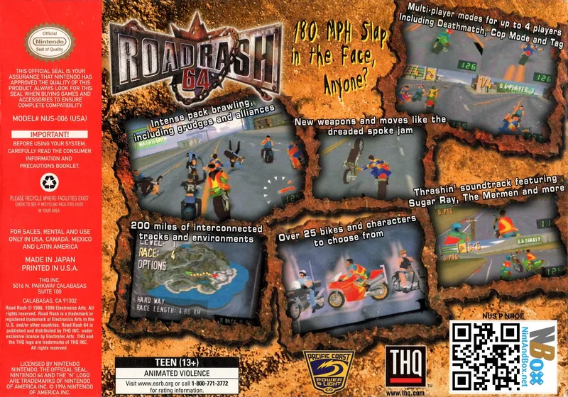 Road Rash 64 box back