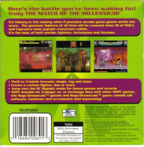 SNK vs. Capcom: The Match of the Millennium box back