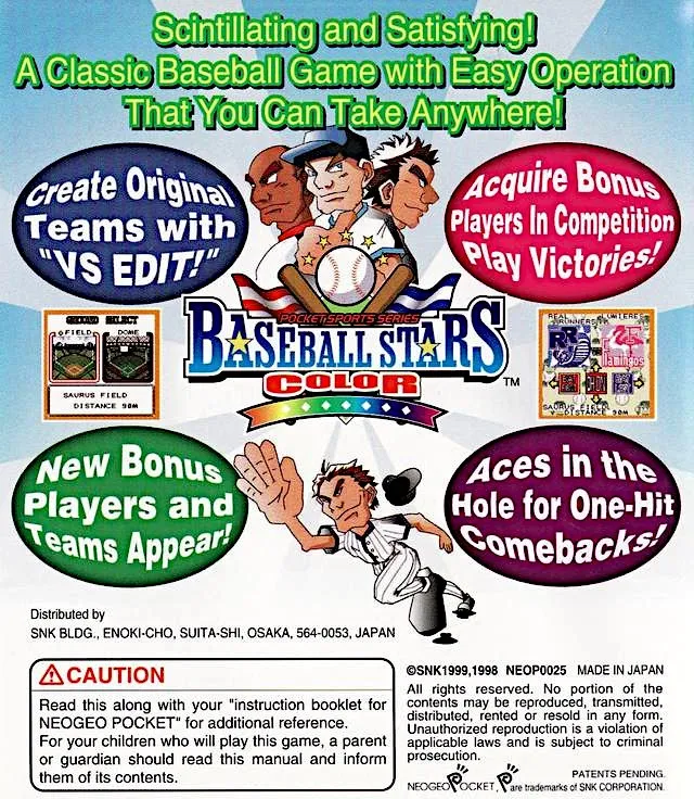 Baseball Stars Color box back