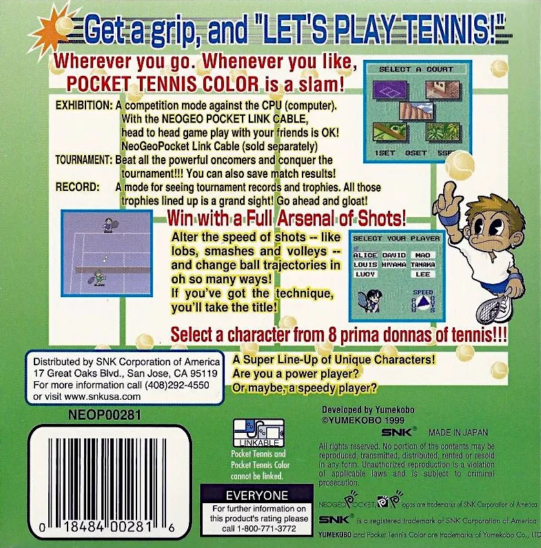 Pocket Tennis Color box back