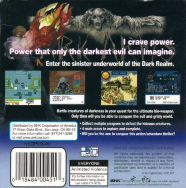 Dark Arms: Beast Buster 1999 box back