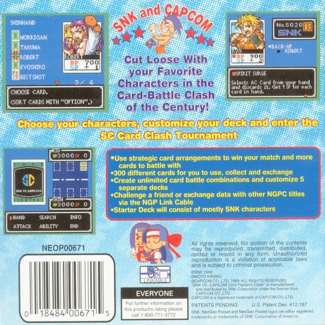 SNK vs. Capcom: Card Fighter's Clash - SNK Cardfighter's Version box back