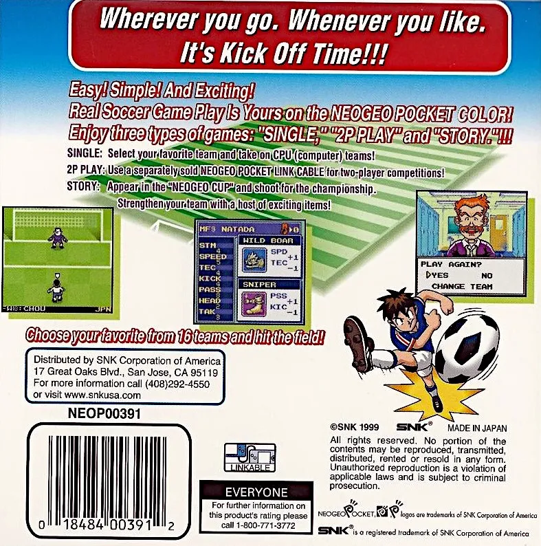 Neo Geo Cup '98 Plus Color box back