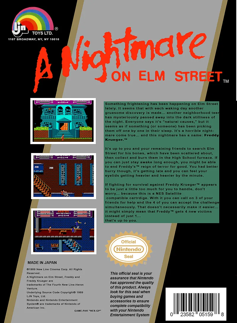 A Nightmare on Elm Street box back