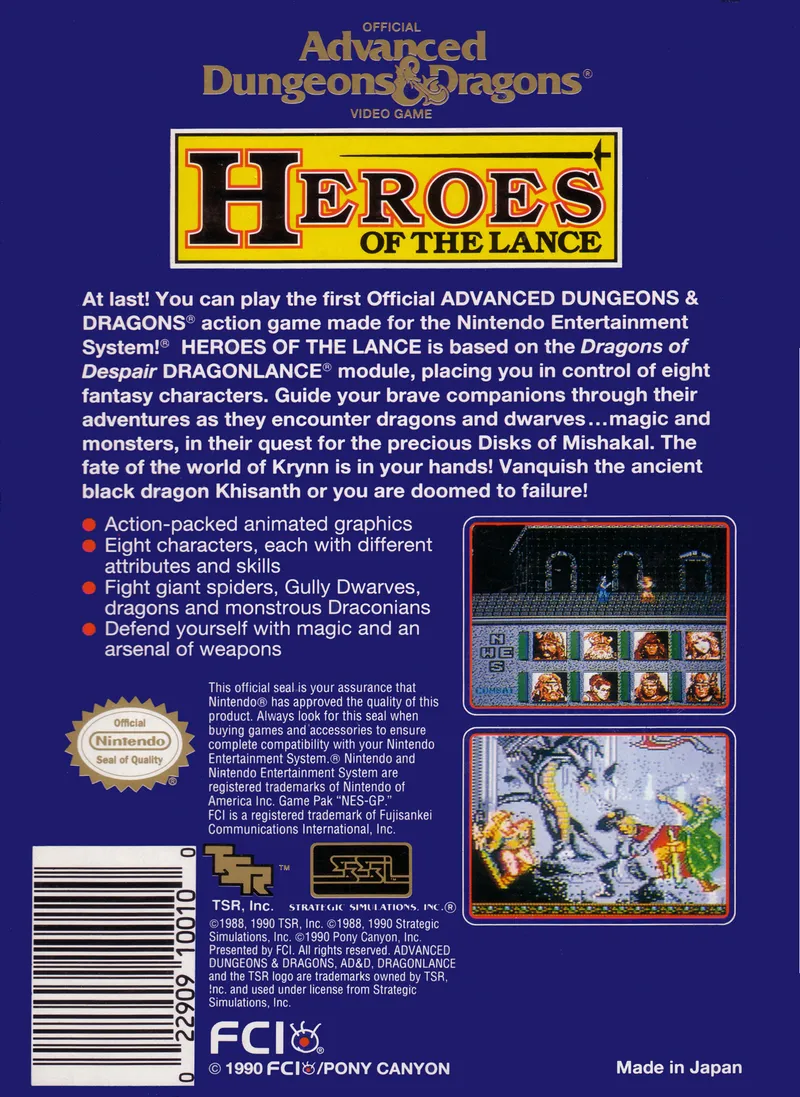 Advanced Dungeons & Dragons: Heroes of the Lance box back