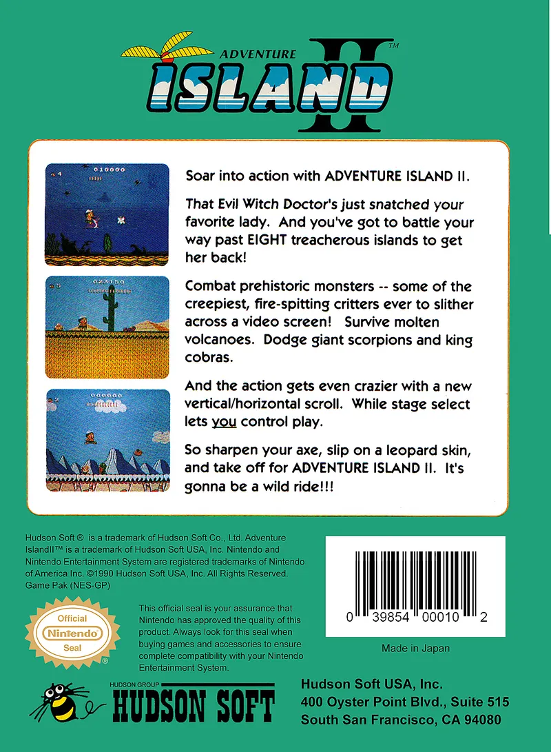 Adventure Island II box back