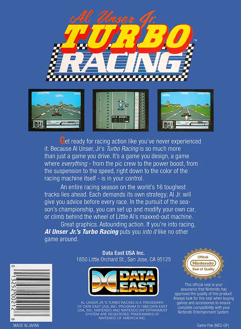 Al Unser Jr. Turbo Racing box back