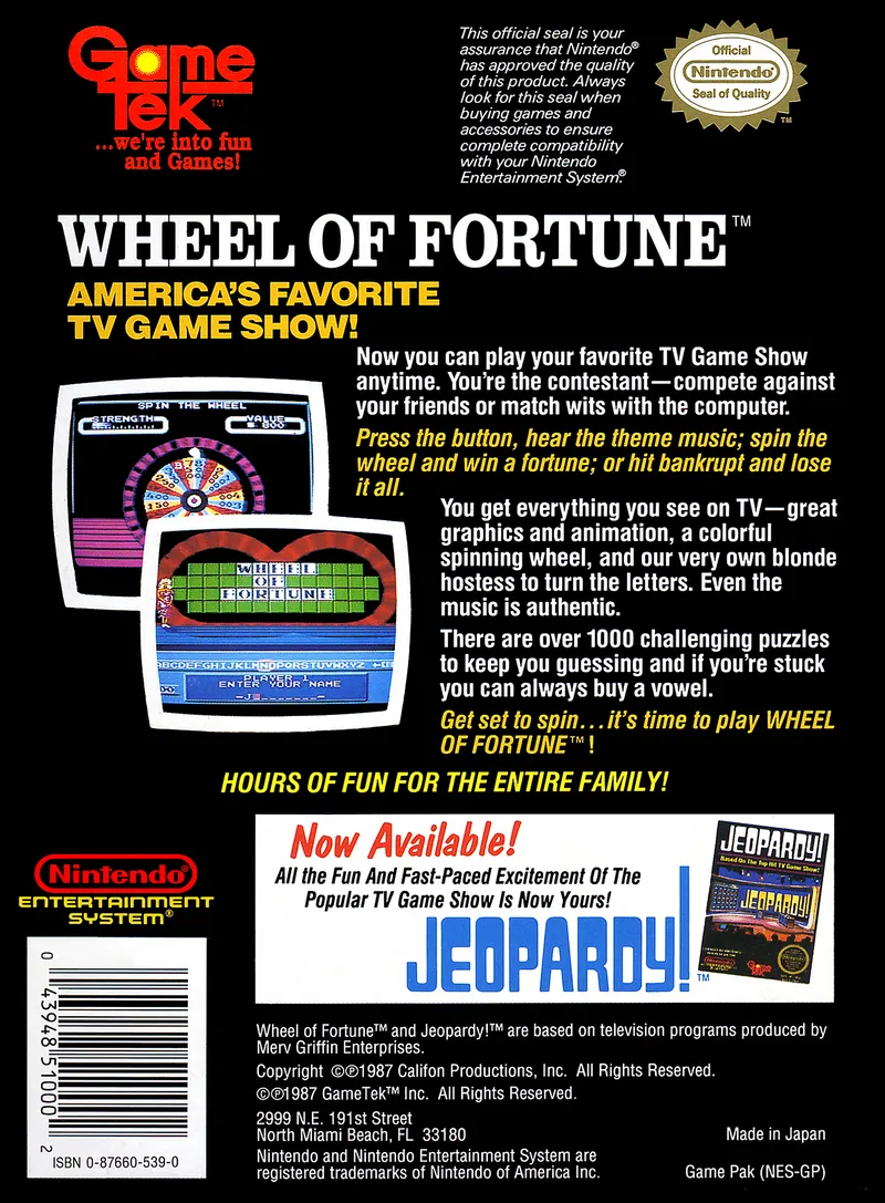 Wheel of Fortune box back