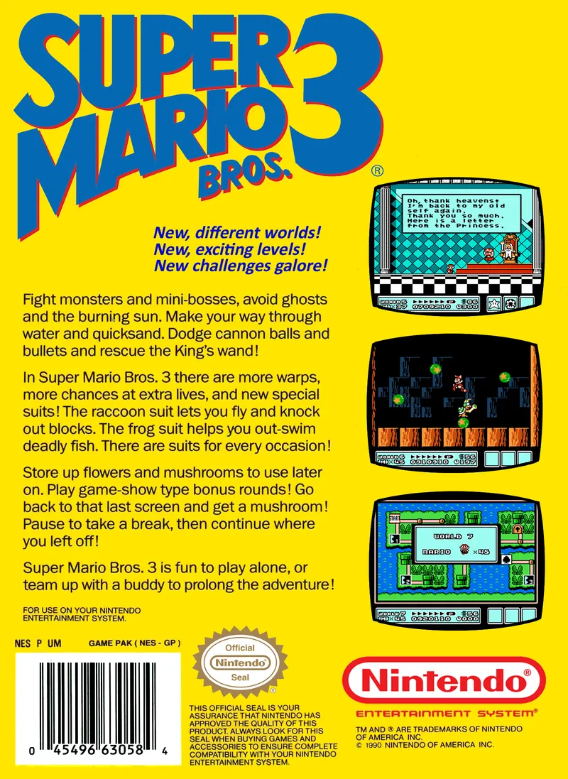 Super Mario Bros. 3 box back