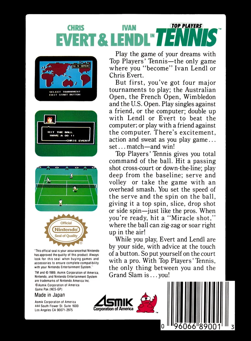 Chris Evert & Ivan Lendl in Top Players' Tennis box back