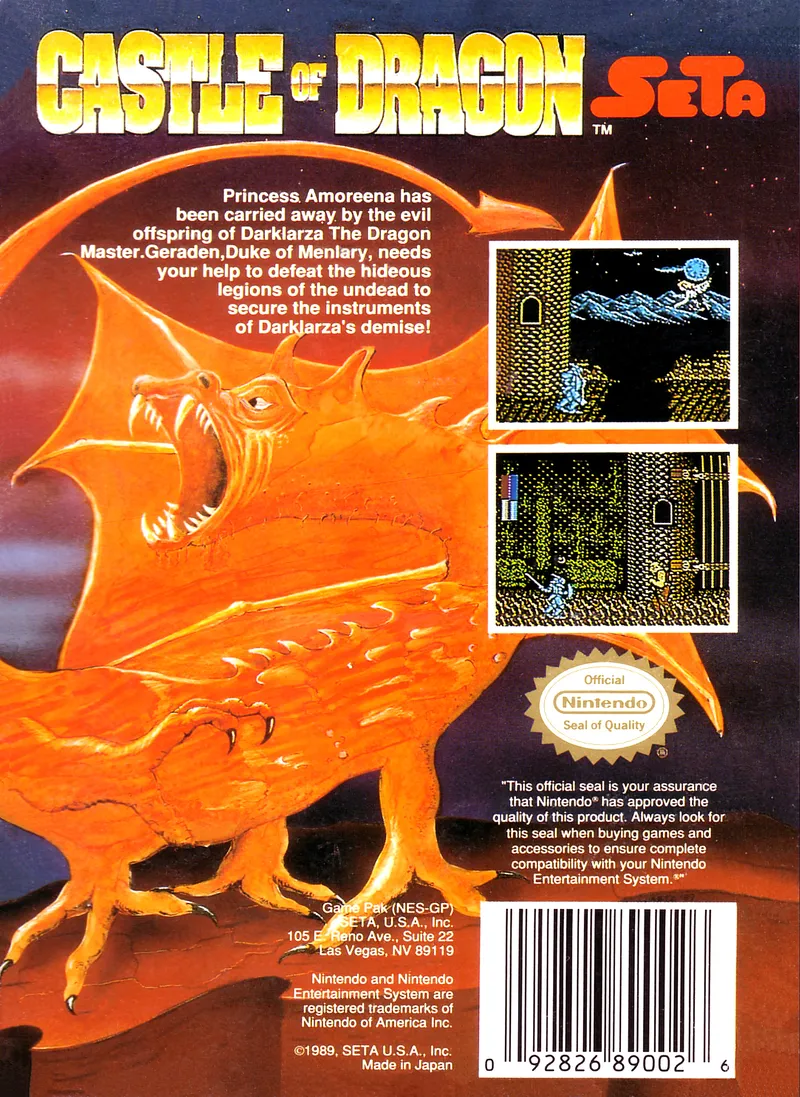 Castle of Dragon box back