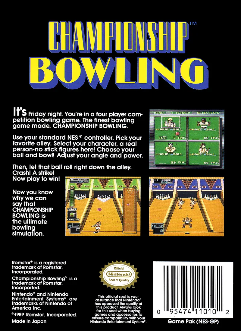 Championship Bowling box back