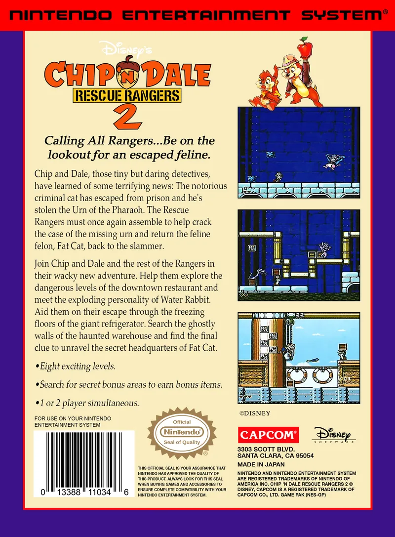 Chip 'N Dale Rescue Rangers 2 box back