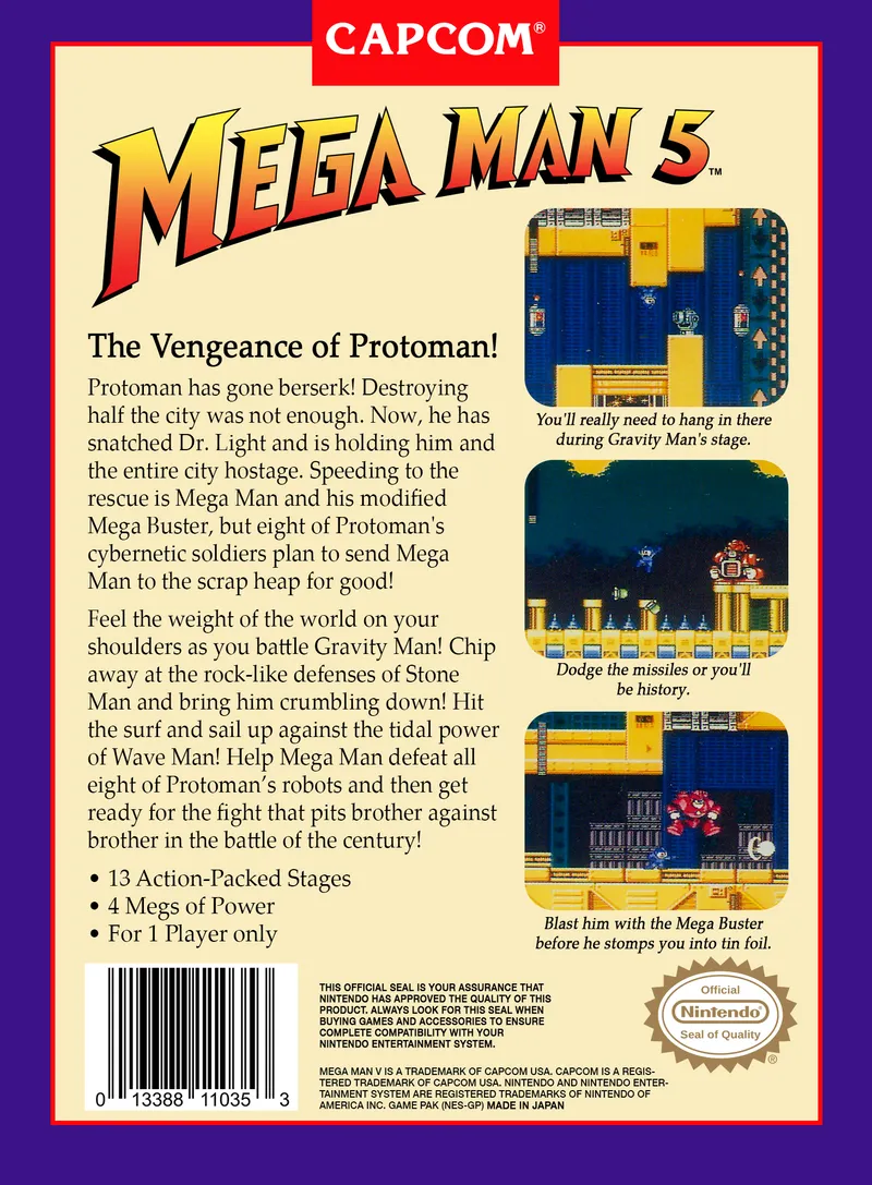 Mega Man 5 box back