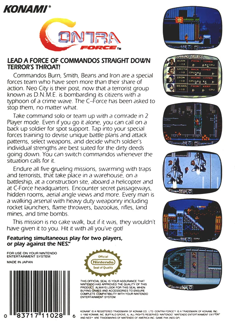 Contra Force box back