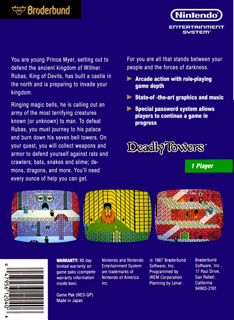 Deadly Towers box back